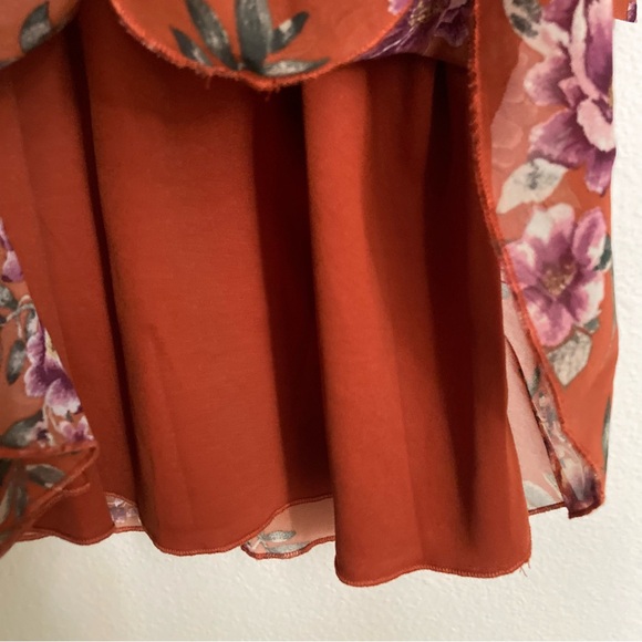 Speechless Floral Chiffon Dress Girls 12 Rust Orange Long Sleeve Lined - Picture 13 of 15